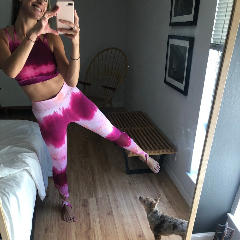 Fucsia Tie Dye Leggings Mid Rise